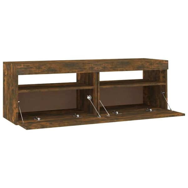 vidaXL tv-bord med LED-lys 120x35x40 cm røget eg