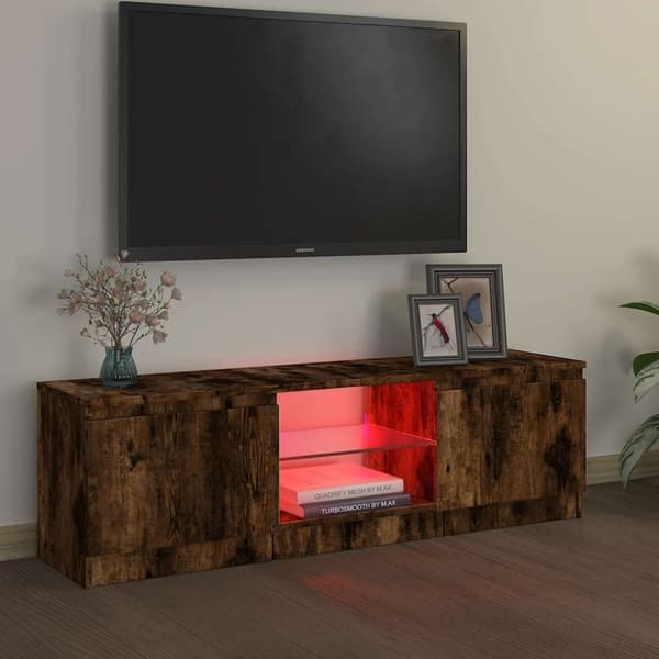 vidaXL tv-bord med LED-lys 120x30x35,5 cm røget eg
