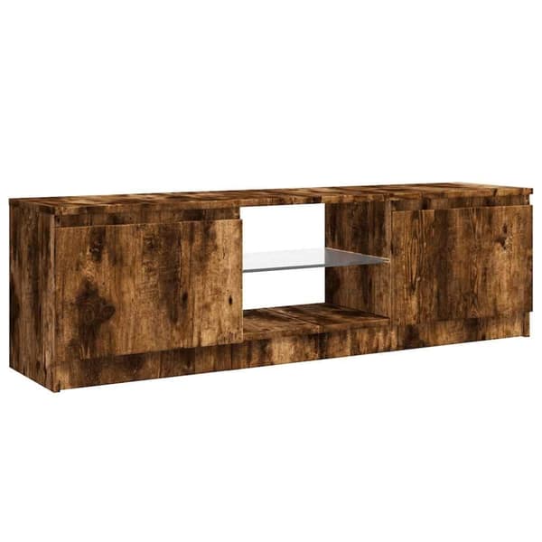 vidaXL tv-bord med LED-lys 120x30x35,5 cm røget eg