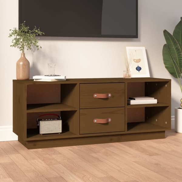 vidaXL TV-taso hunajanruskea 100x34x40 cm täysi mänty