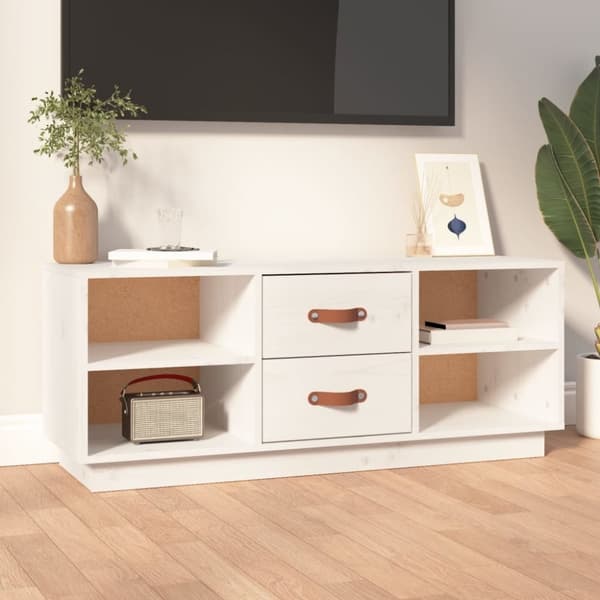 vidaXL TV-taso valkoinen 100x34x40 cm täysi mänty