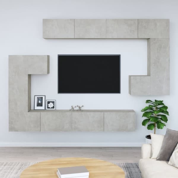 vidaXL væghængt tv-bord 37x37x72 cm konstrueret træ betongrå