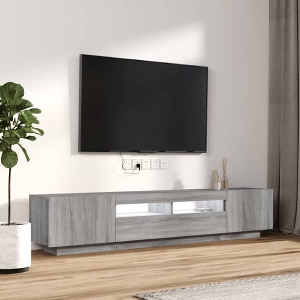 vidaXL 2-osainen TV-kaappisarja LED-valoilla harm. Sonoma tekninen puu