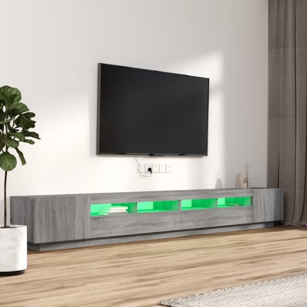 vidaXL tv-borde 3 stk. med LED-lys konstrueret træ grå sonoma-eg