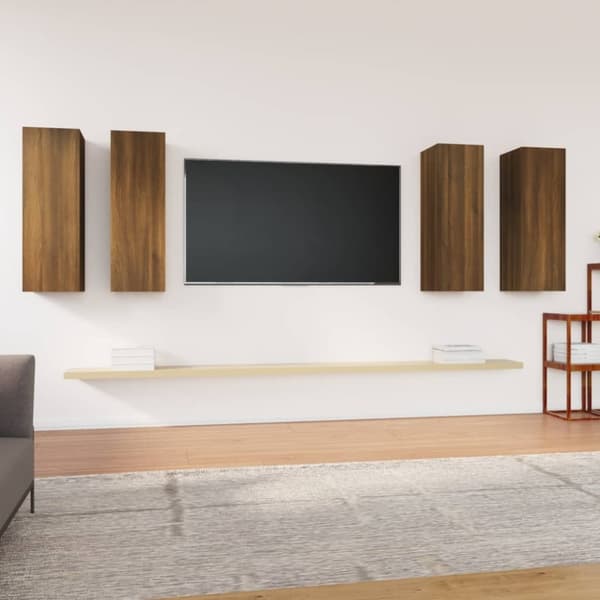 vidaXL tv-skabe 4 stk. 30,5x30x90 cm konstrueret træ brun egetræsfarve