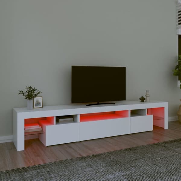 vidaXL TV-benk med LED-lys hvit 215x36,5x40 cm