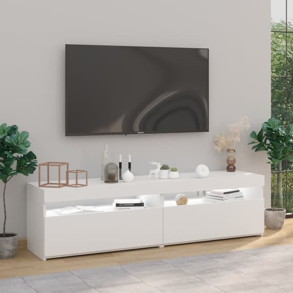 vidaXL TV-benker 2 stk med LED-lys hvit 75x35x40 cm