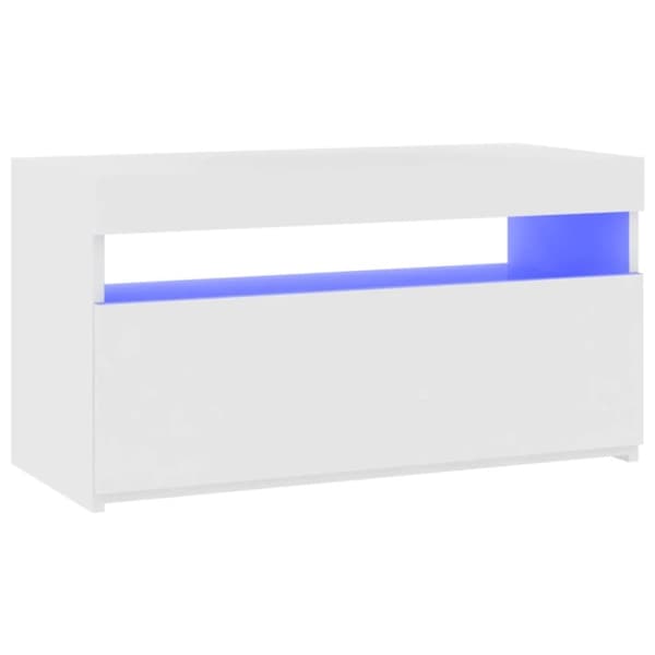 vidaXL TV-benk med LED-lys hvit 75x35x40 cm