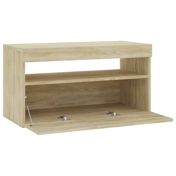 vidaXL TV-benk med LED-lys sonoma eik 75x35x40 cm