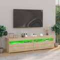 Miniatyrbilde 5 av 11: vidaXL TV-benker 2 stk med LED-lys sonoma eik 75x35x40 cm