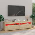 Miniatyrbilde 6 av 11: vidaXL TV-benker 2 stk med LED-lys sonoma eik 75x35x40 cm