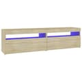 Miniatyrbilde 7 av 11: vidaXL TV-benker 2 stk med LED-lys sonoma eik 75x35x40 cm