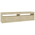 Miniatyrbilde 2 av 11: vidaXL TV-benker 2 stk med LED-lys sonoma eik 75x35x40 cm