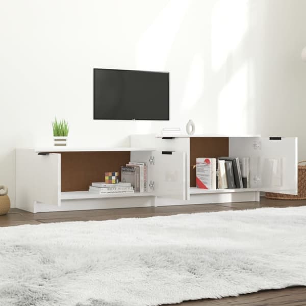 vidaXL Tv-bänk vit högglans 158,5x36x45 cm konstruerat trä