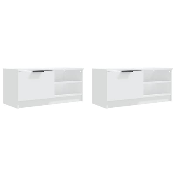 vidaXL TV-benker 2 stk hvit 80x35x36,5 cm konstruert tre