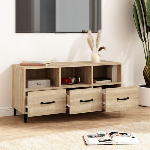 vidaXL TV-benk sonoma eik 102x35x50 cm konstruert tre