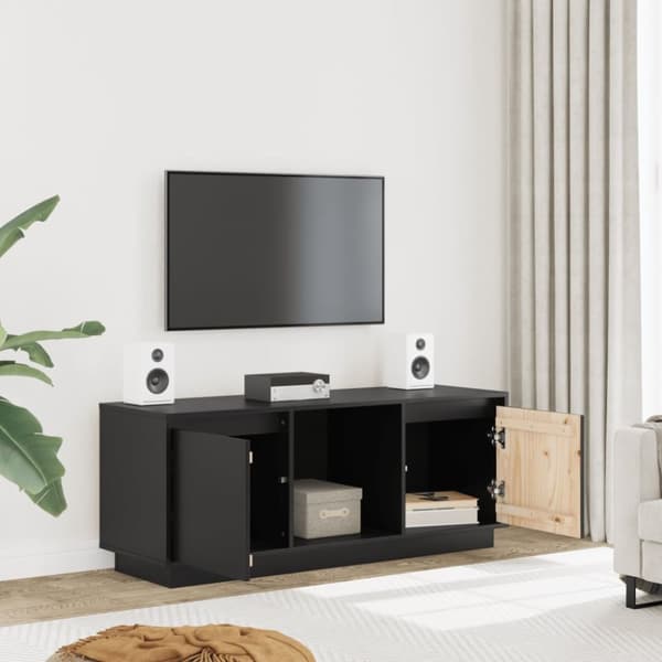 vidaXL Tv-bänk svart 110,5x35x44 cm massiv furu