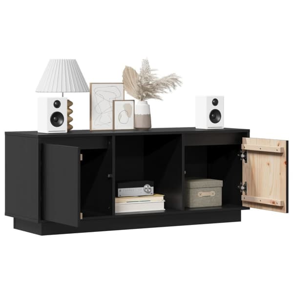vidaXL Tv-bänk svart 110,5x35x44 cm massiv furu