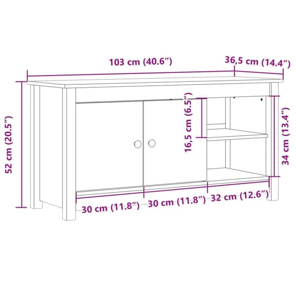 vidaXL Tv-bänk 103x36,5x52 cm massiv furu
