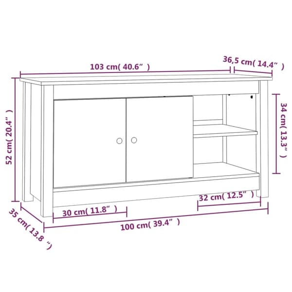 vidaXL Tv-bänk vit 103x36,5x52 cm massiv furu