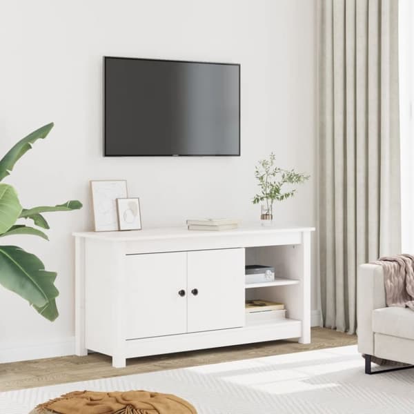 vidaXL Tv-bänk vit 103x36,5x52 cm massiv furu