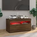 Miniatyrbild 3 av 11: vidaXL Tv-bänk med LED-belysning brun ek 75x35x40 cm