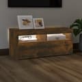 Miniatyrbilde 3 av 11: vidaXL TV-benk med LED-lys røkt eik 90x35x40 cm