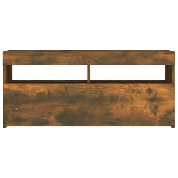 vidaXL TV-benk med LED-lys røkt eik 90x35x40 cm