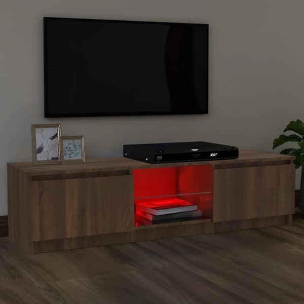 vidaXL TV-bänk med LED-belysning Brun ek 120x30x35,5 cm