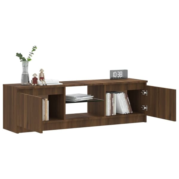 vidaXL TV-bänk med LED-belysning Brun ek 120x30x35,5 cm