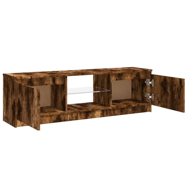 vidaXL TV-benk med LED-lys røkt eik 120x30x35,5 cm