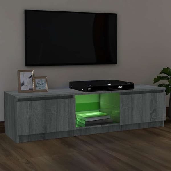 vidaXL TV-benk med LED-lys grå sonoma 120x30x35,5 cm