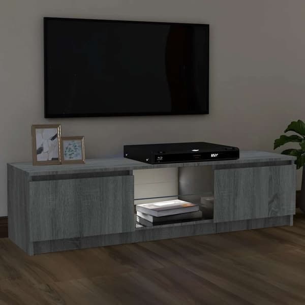 vidaXL TV-benk med LED-lys grå sonoma 120x30x35,5 cm