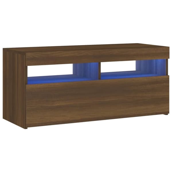 vidaXL TV-benk med LED-lys brun eik 90x35x40 cm