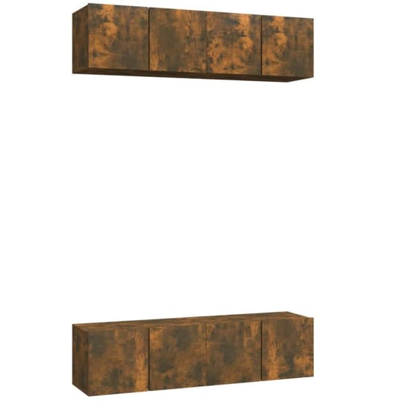 vidaXL TV-benker vegg 4 stk røkt eik 60x30x30 cm konstruert tre