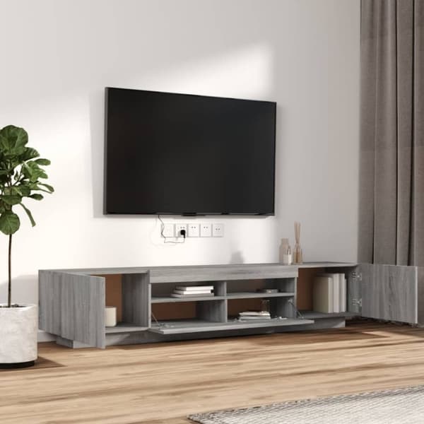 vidaXL Tv-skåp 2 delar med LED grå sonoma konstruerat trä