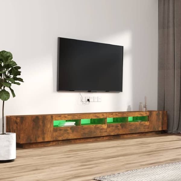 vidaXL TV-benksett med LED-lys 3 deler røkt eik konstruert tre