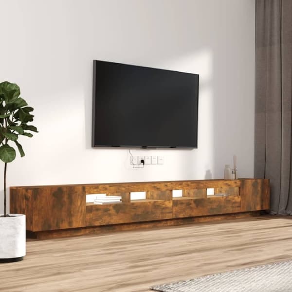 vidaXL TV-benksett med LED-lys 3 deler røkt eik konstruert tre