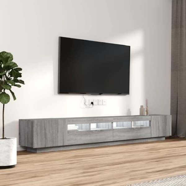 vidaXL TV-skåp 3 delar med LED grå sonoma konstruerat trä