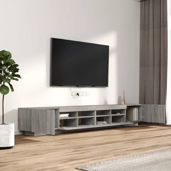 vidaXL TV-skåp 3 delar med LED grå sonoma konstruerat trä