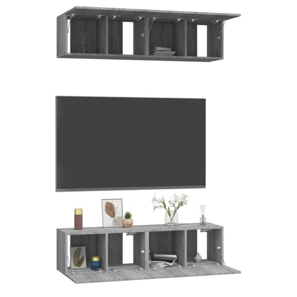 vidaXL Tv-skåp 4 st grå sonoma 60x30x30 cm konstruerat trä