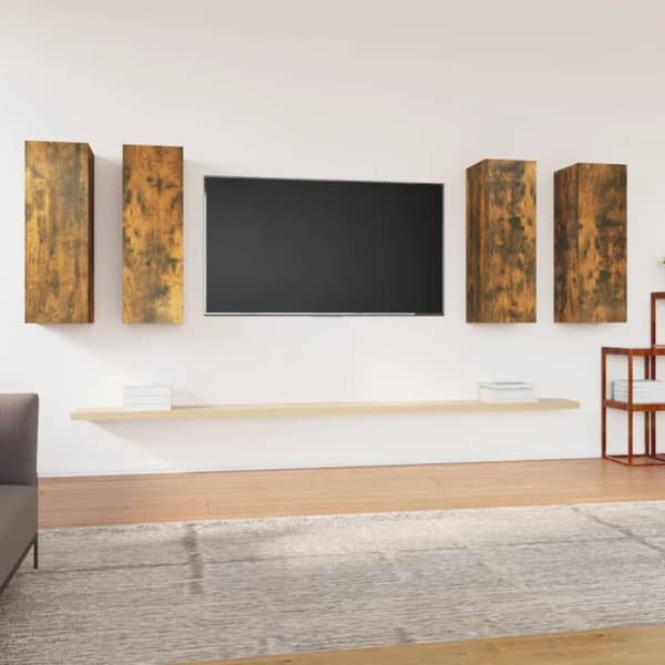 vidaXL TV-benker 4 stk røkt eik 30,5x30x90 cm konstruert tre