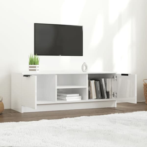 vidaXL tv-bord 100x35x55 cm konstrueret træ hvid højglans