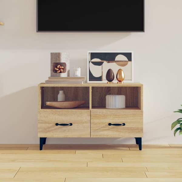 vidaXL tv-bord 80x36x50 cm konstrueret træ sonoma-eg
