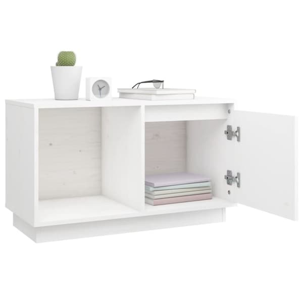 vidaXL tv-bord 74x35x44 cm massivt fyrretræ hvid