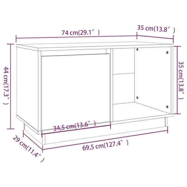 vidaXL tv-bord 74x35x44 cm massivt fyrretræ hvid