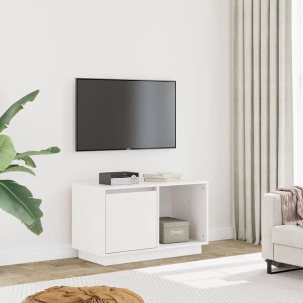 vidaXL tv-bord 74x35x44 cm massivt fyrretræ hvid