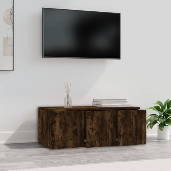 vidaXL Tv-bänk rökfärgad ek 80x34x30 cm konstruerat trä