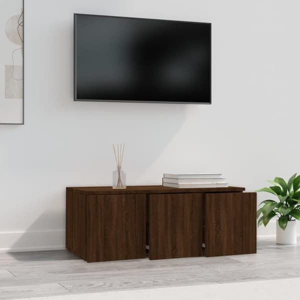vidaXL TV-benk brun eik 80x34x30 cm konstruert tre