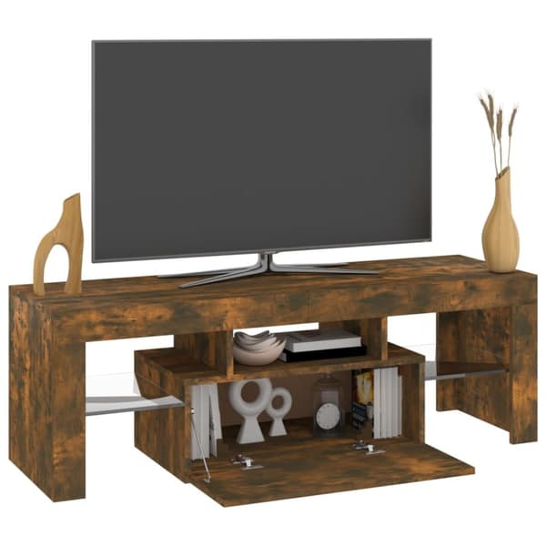 vidaXL tv-bord med LED-lys 120x35x40 cm røget eg